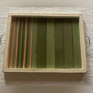 Vintage Rustic Painted Wood Slat Serving Tray